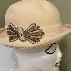 Cute Ivory Porkpie  Hat by Deborah